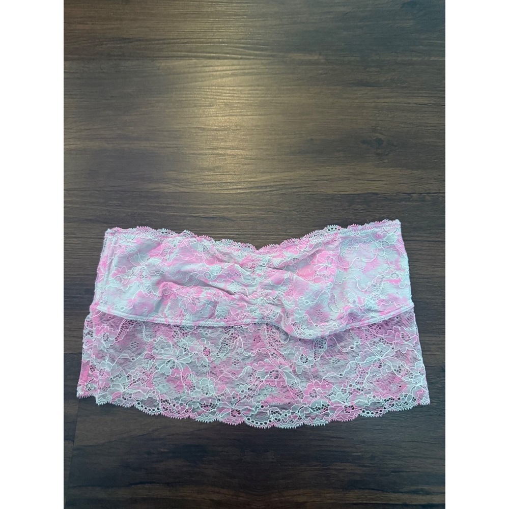 Victoria Secret PINK Pink & White Lace Bandeau Bra